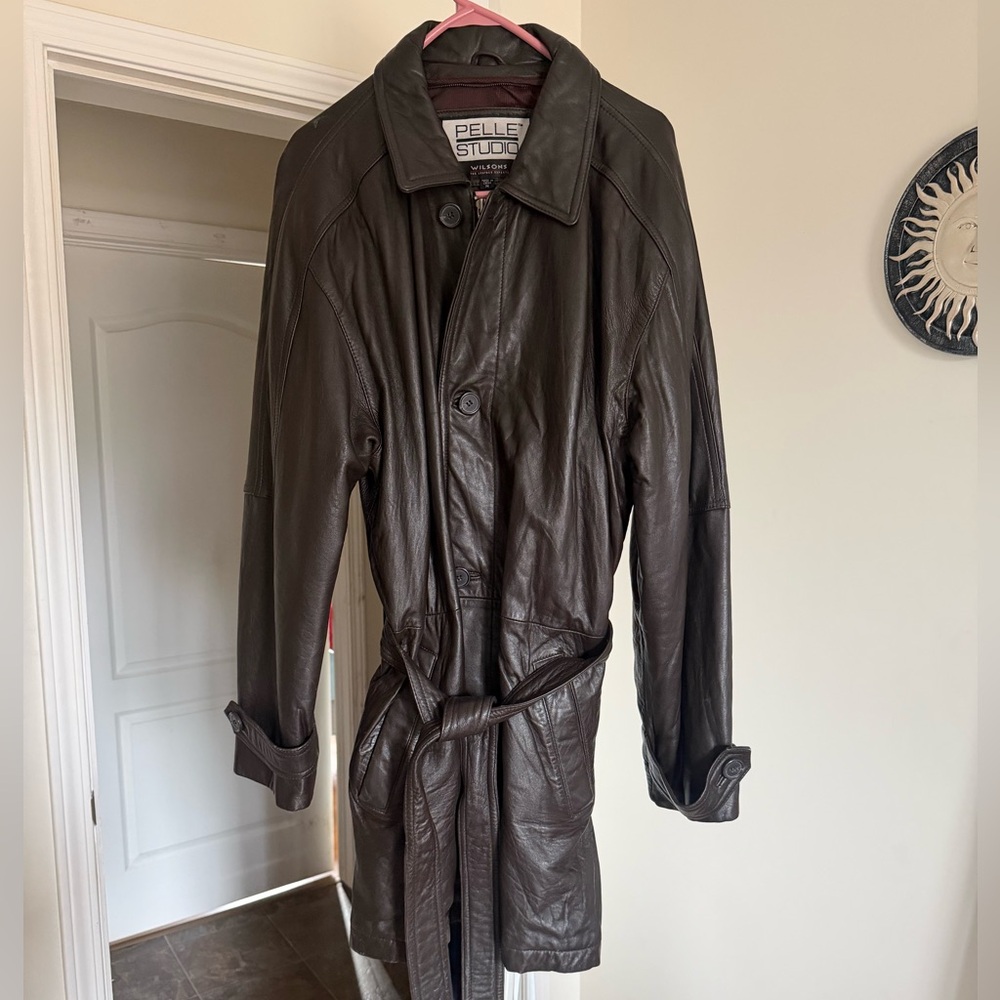 Pelle Studio Women’s Dark Brown Leather Trench Coat